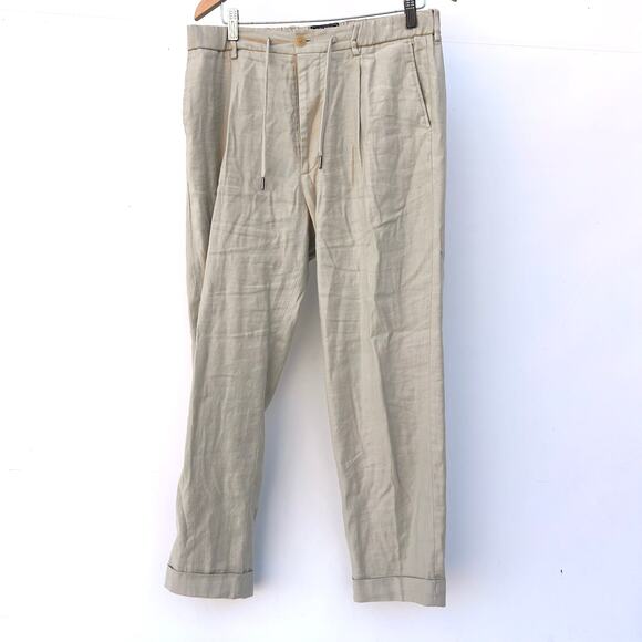 Todd Snyder Men’s Traveler Suit Trousers Drawstring Linen Pants Beige M - Picture 2 of 7